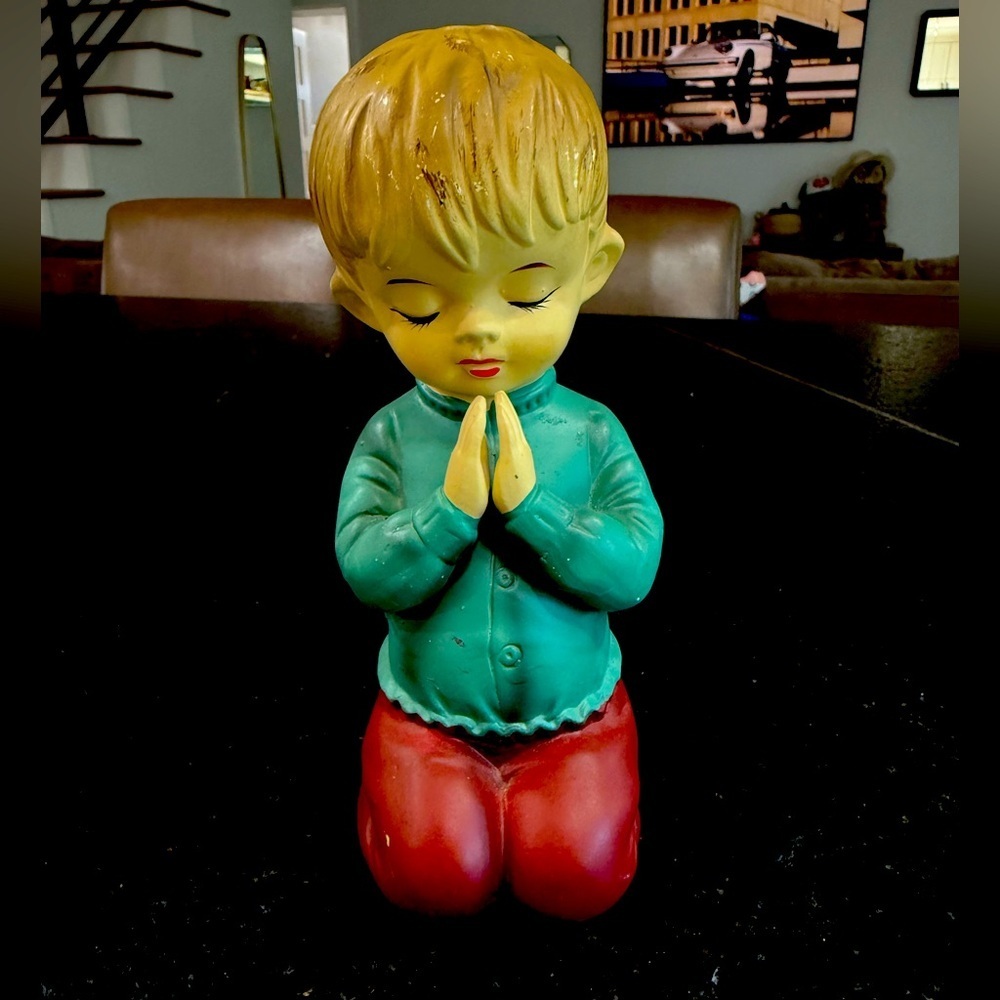 Vintage Kneeling Praying Boy Figurine – Made in Japan – 6” Tall